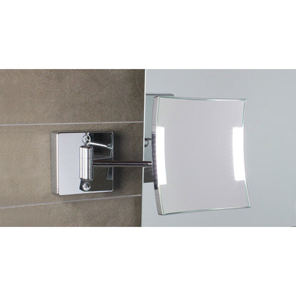Koh-I-Noor Quadrolo Specchio Ingranditore X3 Illuminato Led Quadrato A Parete Cromo