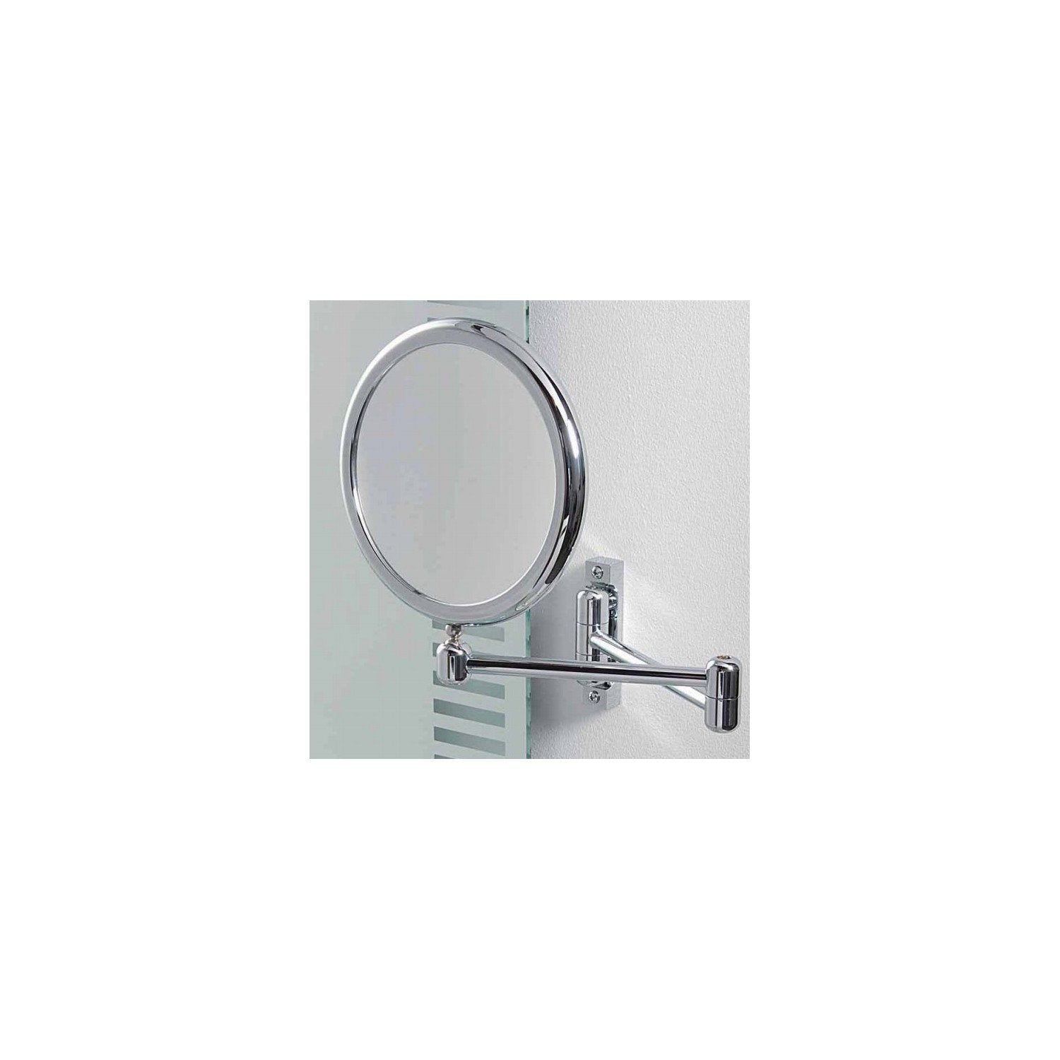 Koh-i-noor Doppiolo specchio ingranditore x3 tondo 23 cm Cromo Lucido, dettaglio ravvicinato della finitura e del...