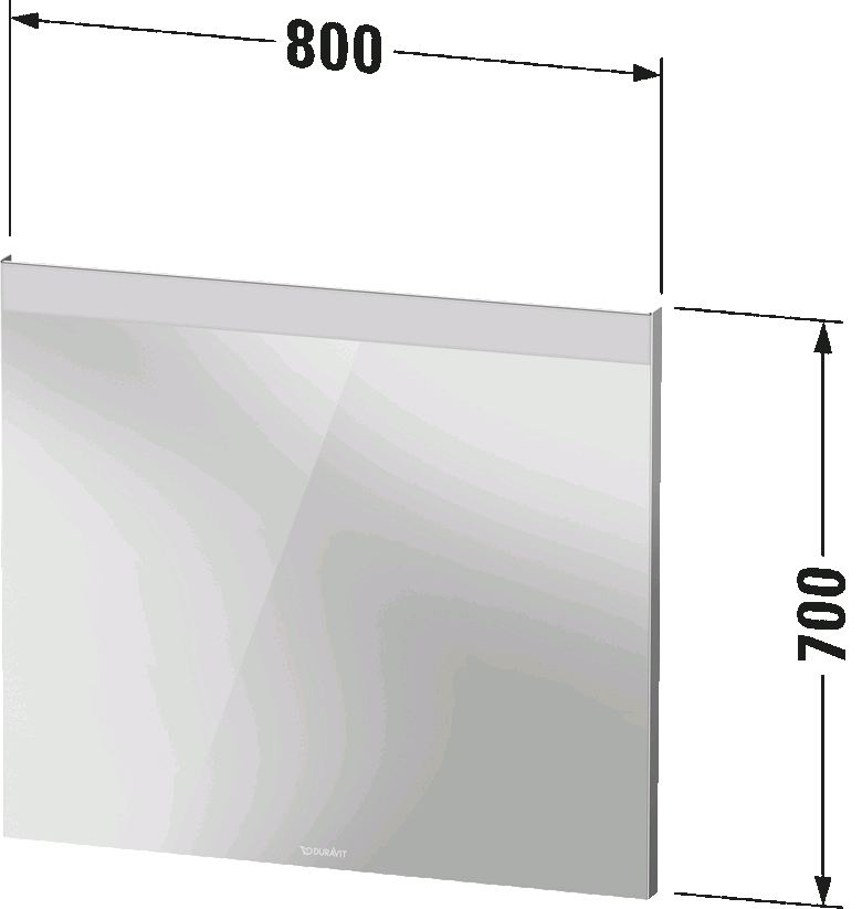Duravit specchio 70x80 led con interruttore a sensore accesa in ambiente, design e diffusione della luce