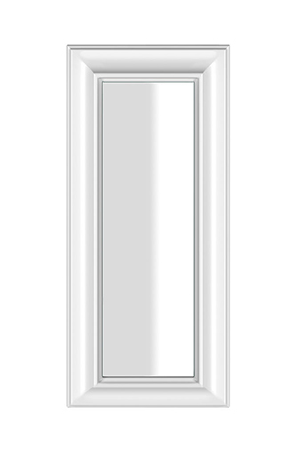Specchio a parete con telaio bianco Eleganza Gessi con lavabo e rubinetteria, vista frontale su sfondo neutro
