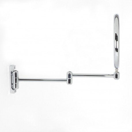 Specchio ingranditore x6 bifacciale 18 cm snodato a muro Cromo Lucido, vista dall'alto del piano con lavabo - Koh I Noor