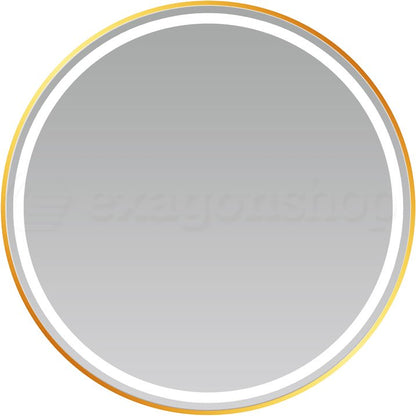 Specchio tondo 80 cm oro spazzolato luce calda fredda e neutra con doppio sensore antiappanamento e on off