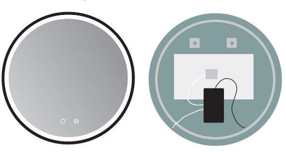 Specchio tondo 80 cm nero opaco luce calda fredda e neutra con doppio sensore antiappanamento e on off