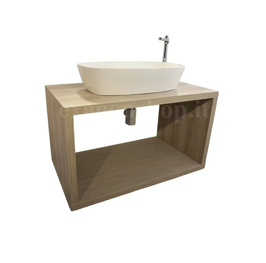 Mobile bagno effetto legno Olmo 90 cm Squared senza lavabo con vano a giorno