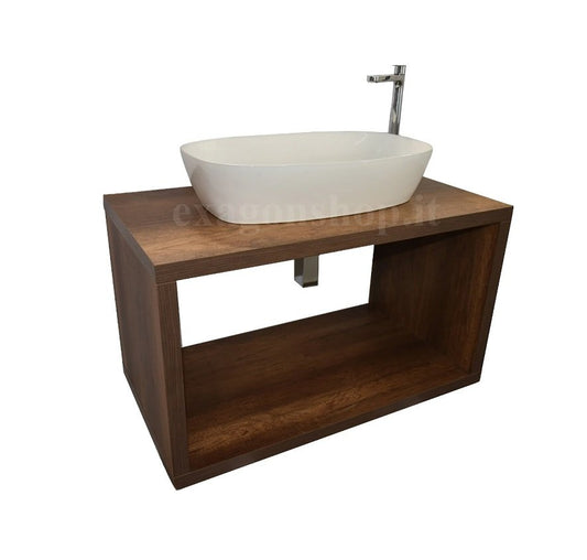 Mobile bagno 90 cm tabacco con vano a giorno lavabo non incluso