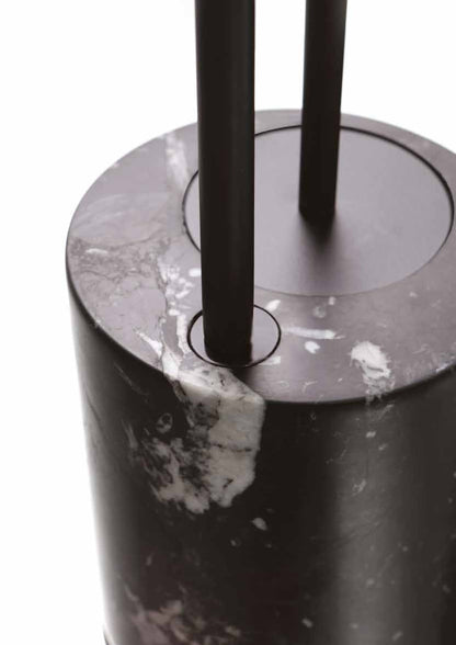 Bertocci Carrarino Piantana Porta Salviette Per Lavabo Nichel Matt Con Basamento In Marmo Nero Marquinia