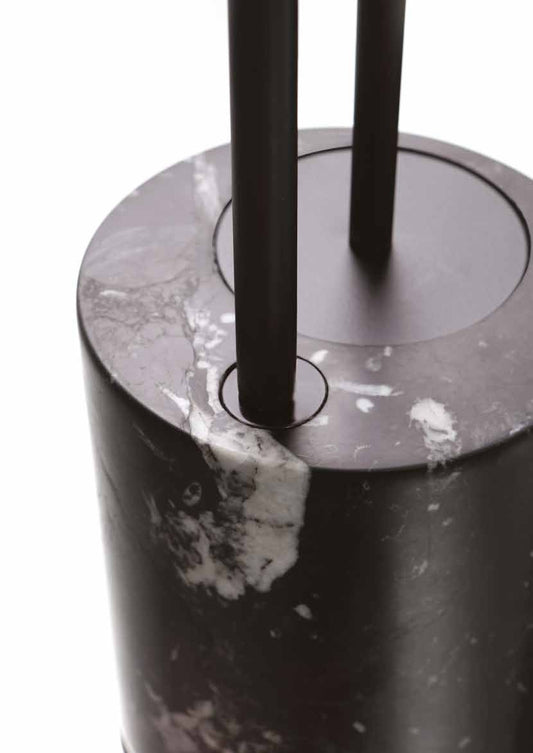 Bertocci Carrarino Piantana Porta Salviette Per Lavabo Nichel Matt Con Basamento In Marmo Nero Marquinia