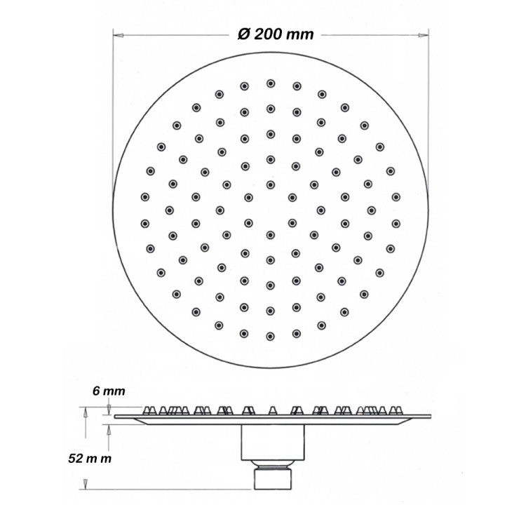 Disegno tecnico con quote di Set doccia soffione e doccetta in acciaio cromo Platinum - Exagonshop