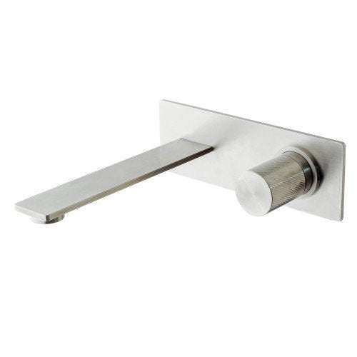 Treeemme 3.6 miscelatore lavabo 180mm a muro senza parte Acciaio in acciaio inox e satinato ambientato su piano bagno con...