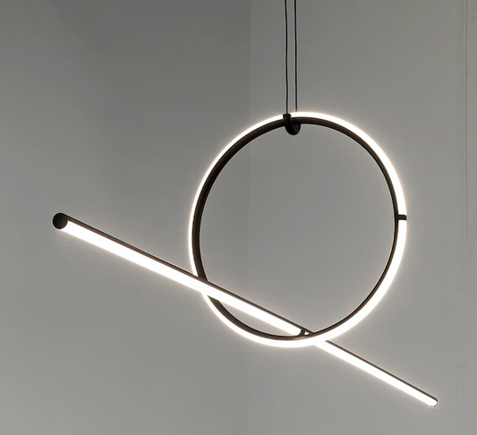 Flos Arrangements Line Round Small Lampada 170 cm sospesa spenta, dettaglio del corpo lampada e dei materiali