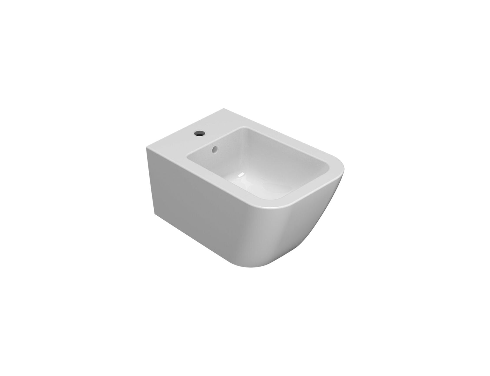 Globo Stone Bidet Sospeso con fissaggi in ceramica bianco in opaco ambientato su piano bagno con accessori - Ceramica Globo