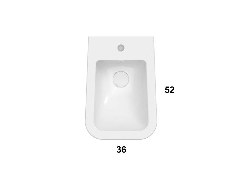 Globo Stone Bidet Sospeso con fissaggi in ceramica bianco, vista laterale del profilo e della forma - Ceramica Globo