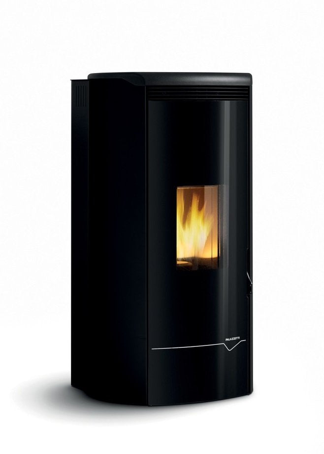 Stufa A Pellet ecofire ad acqua o aria 26kw Con Top In, vista laterale che mostra profilo e dimensioni