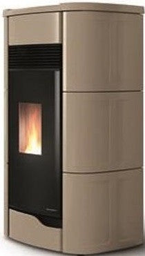Palazzetti Anna 9 Stufa ermetica A Pellet ad aria 9kw Con, vista laterale che mostra profilo e dimensioni