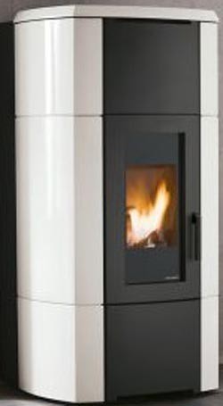 Palazzetti Ermione Idro 24 ACS Stufa A Pellet ad acqua 23,6kw Con Rivestimento in Ceramica beige