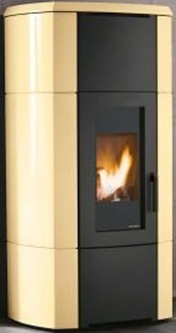 Palazzetti Ermione Idro 26 ACS Stufa A Pellet ad acqua Con Rivestimento in Ceramica Giallo Sahara