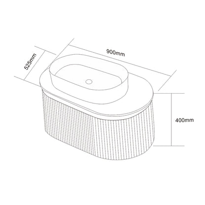 Mobile bagno 90x50 Siviglia cannettato quercia scuro lavabo con lavabo e rubinetteria, vista frontale su sfondo neutro...