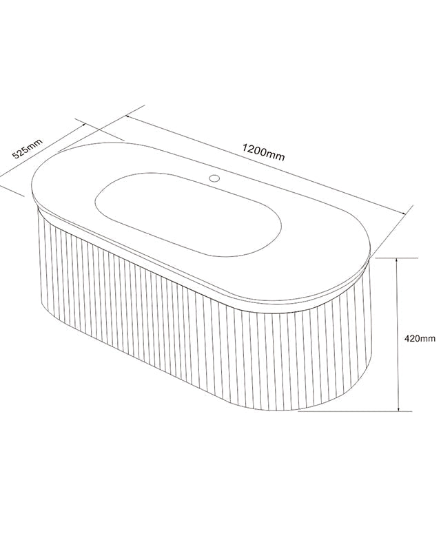 Mobile bagno 120x50 Siviglia cannettato quercia scuro con lavabo e rubinetteria, vista frontale su sfondo neutro - Exagonshop