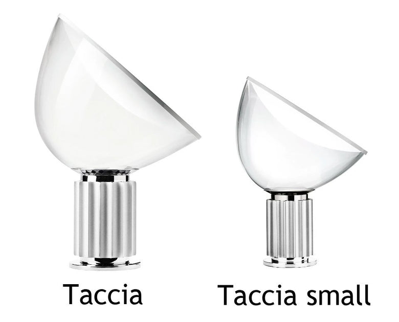 Flos Taccia Lampada da tavolo argento con dimmer, vista posteriore con attacco elettrico