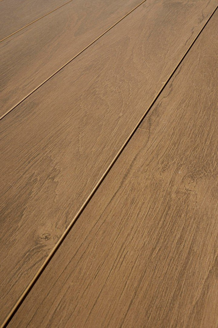 Andrea Bizzotto Elias 300x95 Tavolo allungabile antracite ambientato in spazio living con arredi coordinati