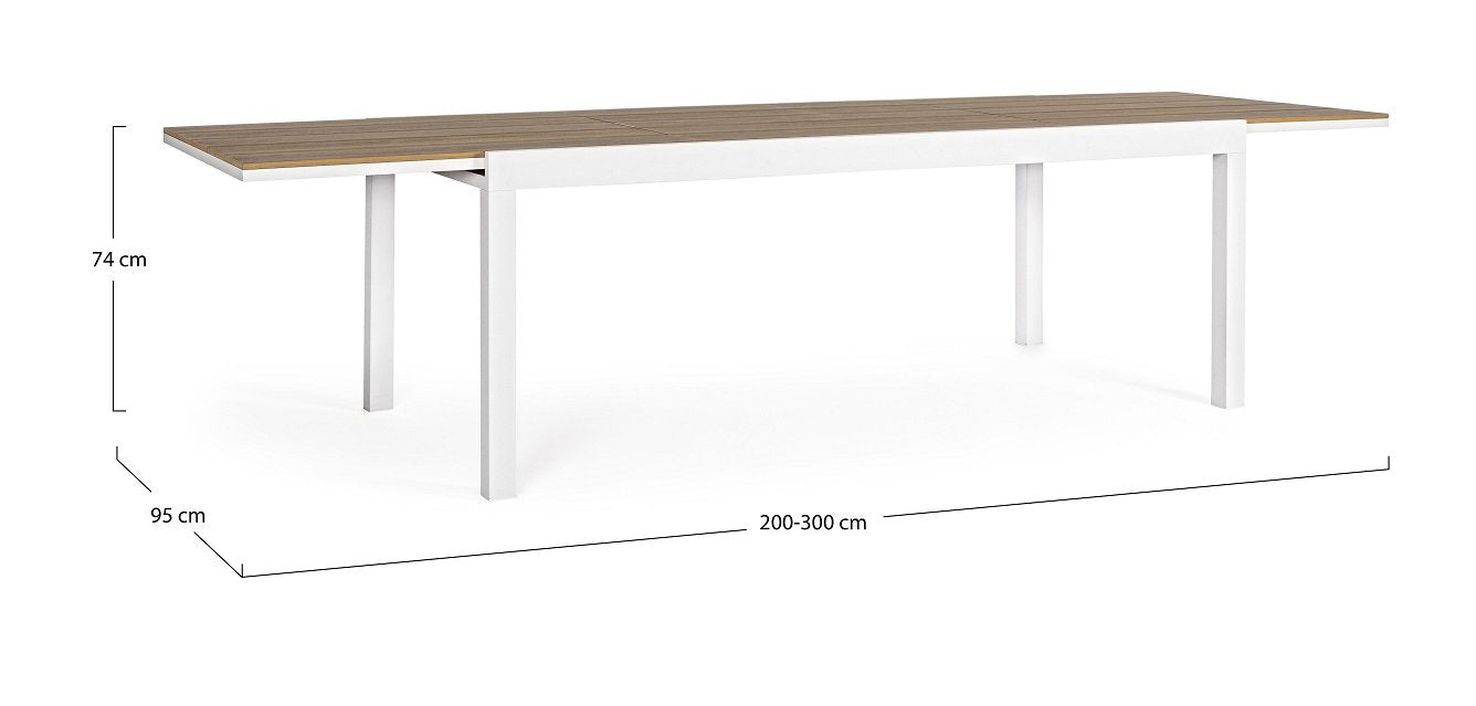 Andrea Bizzotto Elias 300x95 tavolo Allungabile da Esterno ambientato in spazio living con arredi coordinati
