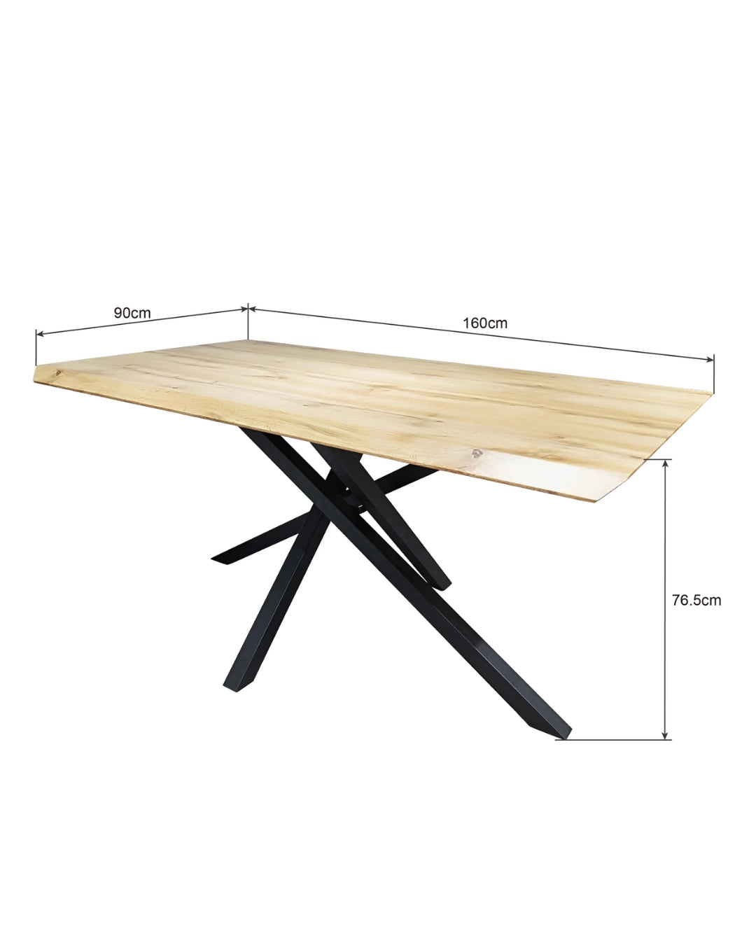 Tavolo da Pranzo 160x90 Nordik Legno e Metallo gambe Incrociate Nero