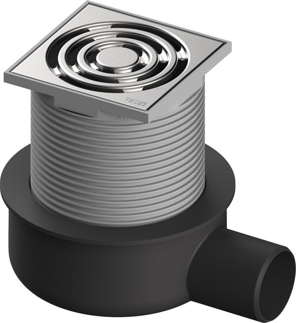 Tece TECEdrainpoint S 50 set pozzetto di scarico visto dall'alto con superficie e piletta di scarico - Tece Italia