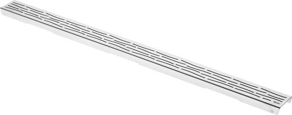 Tece TECEdrainline griglia lineare design organic da 700 mm in acciaio inox e lucido visto dall'alto con superficie e...
