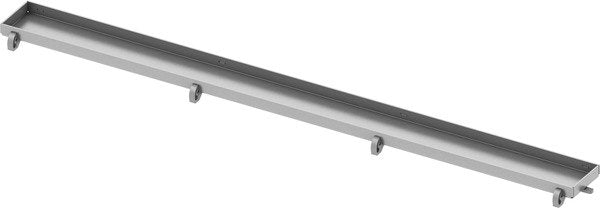 Tece TECEdrainline plate griglia lineare doccia in acciaio inox visto dall'alto con superficie e piletta di scarico...