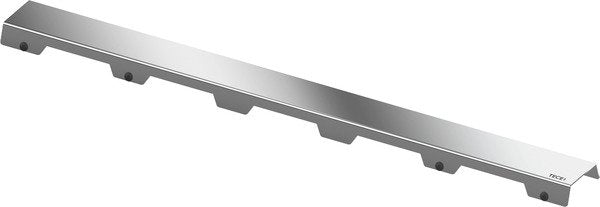 Tece TECEdrainline griglia lineare design steel II 1200 mm in acciaio inox e lucido visto dall'alto con superficie e...