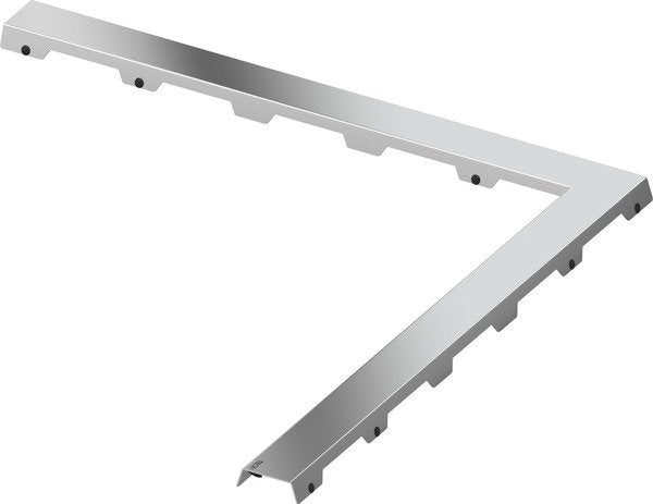 Tece TECEdrainline griglia angolare doccia design steel II in acciaio inox e lucido visto dall'alto con superficie e...