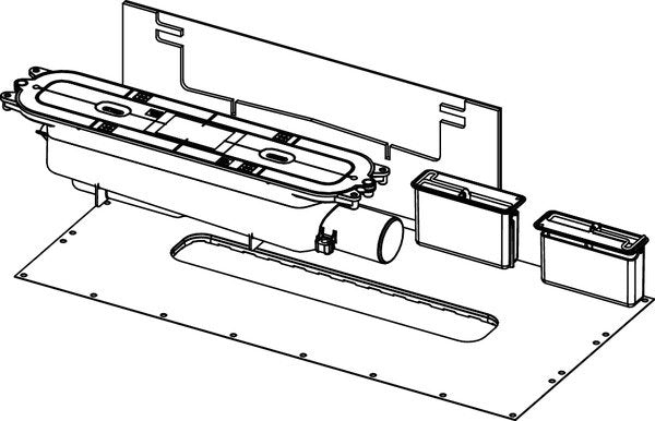 Tece TECEdrainprofile pozzetto di scarico standard DN 50 ambientato in box doccia con pareti in vetro - Tece Italia