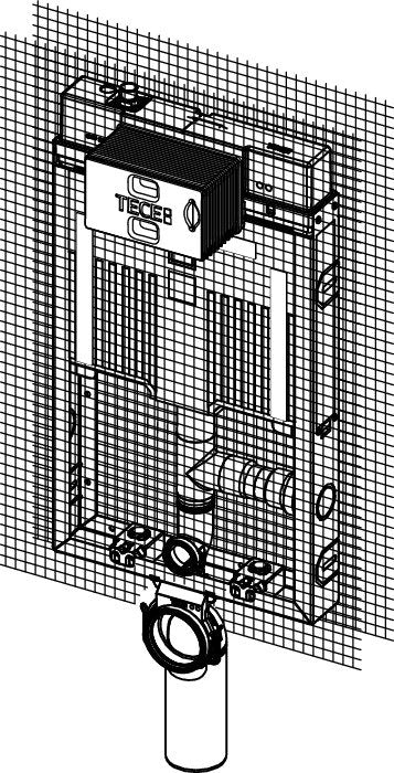 Tece TECEbox modulo con cassetta Octa II 8 cm per WC sospeso con allaccio aspirazione altezza montaggio 1075 mm