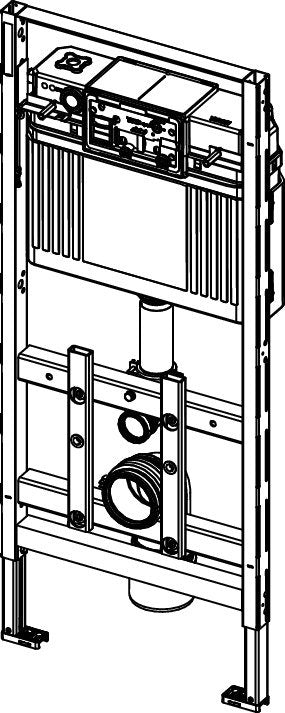 Tece TECElux 100 modulo WC altezza di montaggio 1120 mm, vista frontale su sfondo bianco - Tece Italia