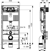 Tece teceprofil modulo wc sospesi con cassetta uni 13cm c/aspi aspirazione odori altezza di montaggio 1120mm
