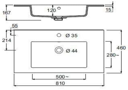 Mobile bagno grigio 80x45 San Marino con lavabo in mineralmarmo