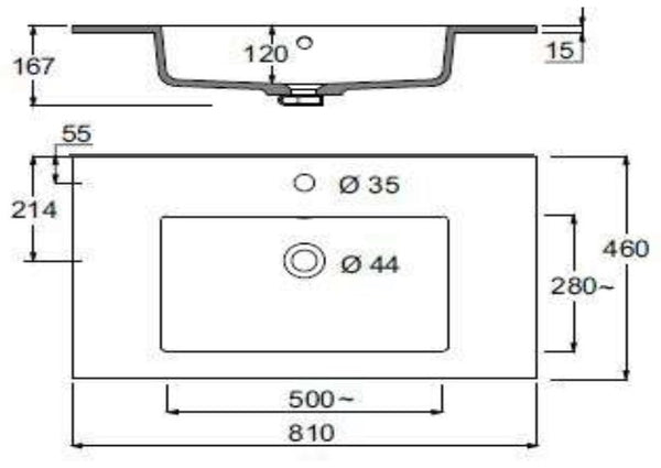 Mobile bagno grigio 80x45 San Marino con lavabo in mineralmarmo