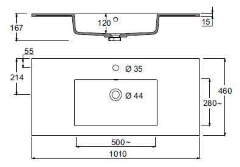 Mobile bagno grigio 100x45 San Marino con lavabo in con lavabo e rubinetteria, vista frontale su sfondo neutro - Exagonshop