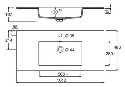 Mobile bagno grigio 100x45 San Marino con lavabo in mineralmarmo