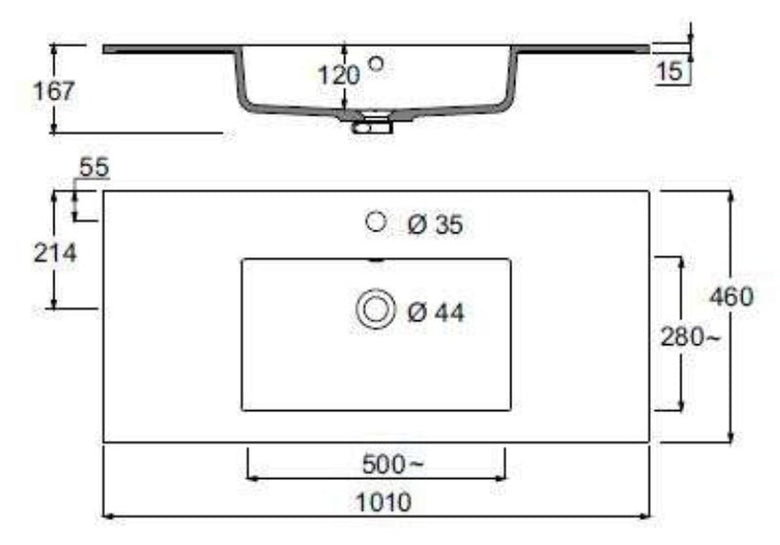 Mobile bagno grigio 100x45 San Marino con lavabo in con lavabo e rubinetteria, vista frontale su sfondo neutro - Exagonshop