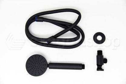 Doccetta 8 cm con presa acqua e flessibile in pvc nero opaco Smart