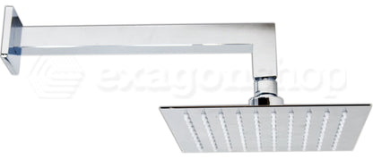 Set soffione doccia 20x20 quadro slim Smart con braccio 30 cm e doccetta cromo