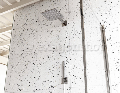 Set soffione 20x20 slim miscelatore doccia incasso 2 vie braccio 33 cm e doccetta cromo Smart