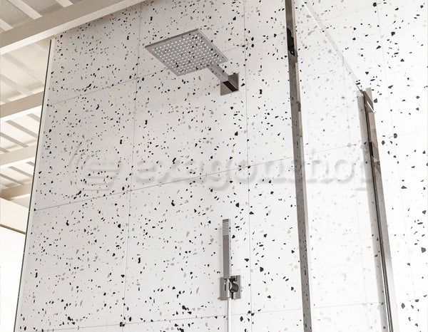 Set soffione 20x20 slim miscelatore doccia incasso 2 vie braccio 33 cm e doccetta cromo Smart