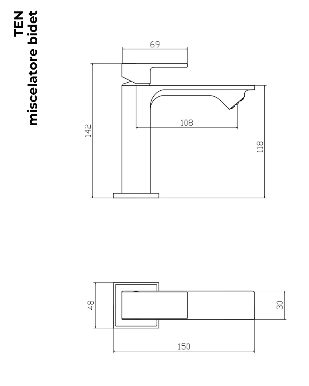 Coppia rubinetti lavabo alto per ciotola e bidet cromo Ten