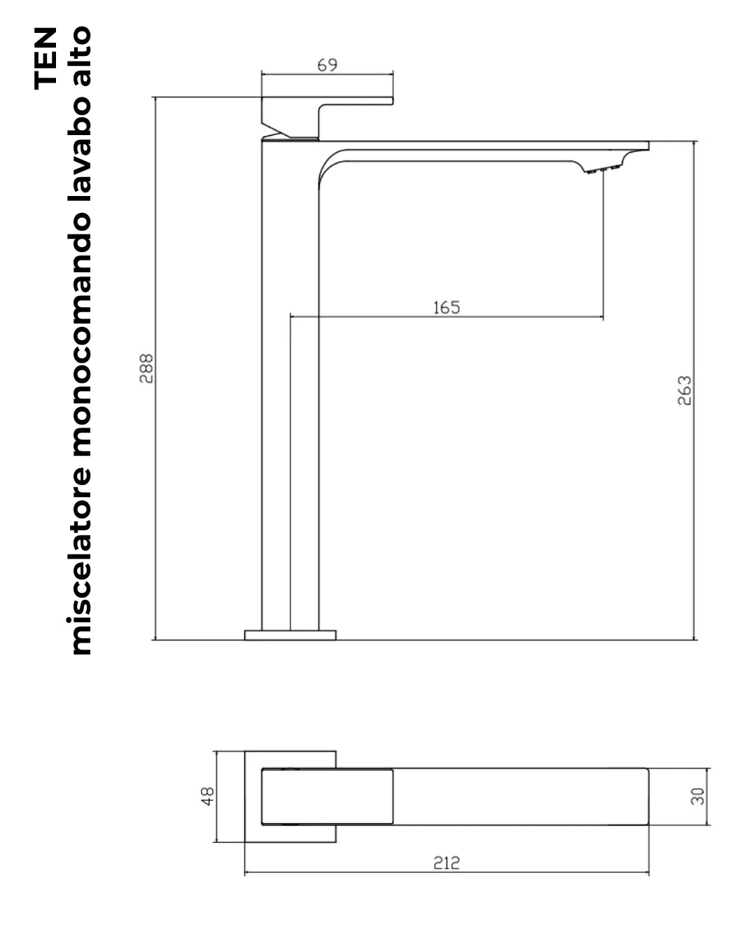 Coppia rubinetti lavabo alto per ciotola e bidet cromo Ten