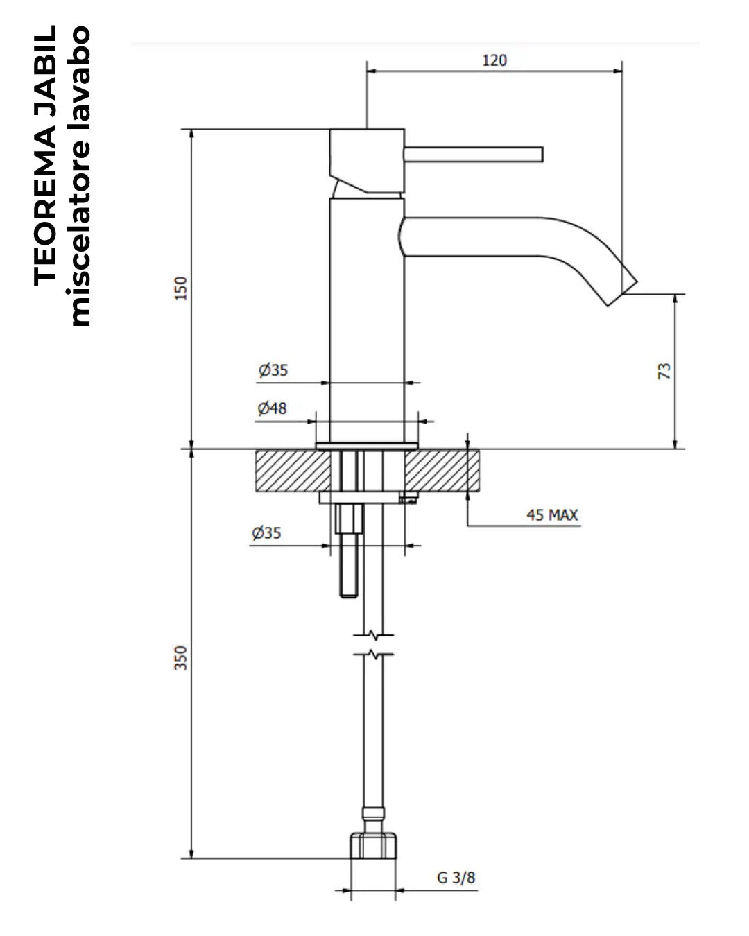 Teorema Jabil 25 Set Miscelatori Lavabo Bidet E Vasca Nero Opaco