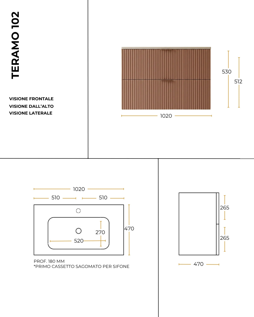 Mobile bagno cannettato 102x47 azzurro opaco lavabo in ceramica Teramo