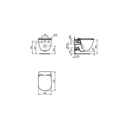 Ideal Standard Tesi Aquablade Coppia sanitari Vaso e Bidet Sospesi con Sedile rallentato Bianco europeo T354601 + T355201