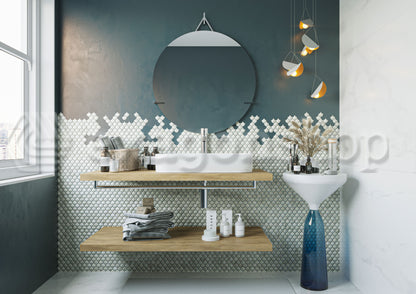Mobile bagno rovere farnia 110x50 Thema con mensola porta lavabo in ceramica e ripiano inferiore